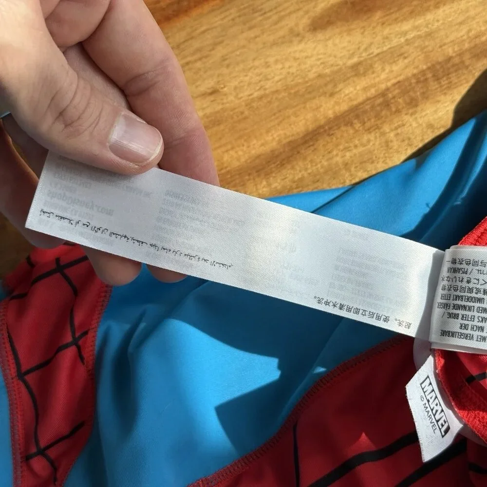 Disney Store Spider-Man Adaptive Swimsuit Rashguard‎ Sz Large *UPF 50+* Marvel